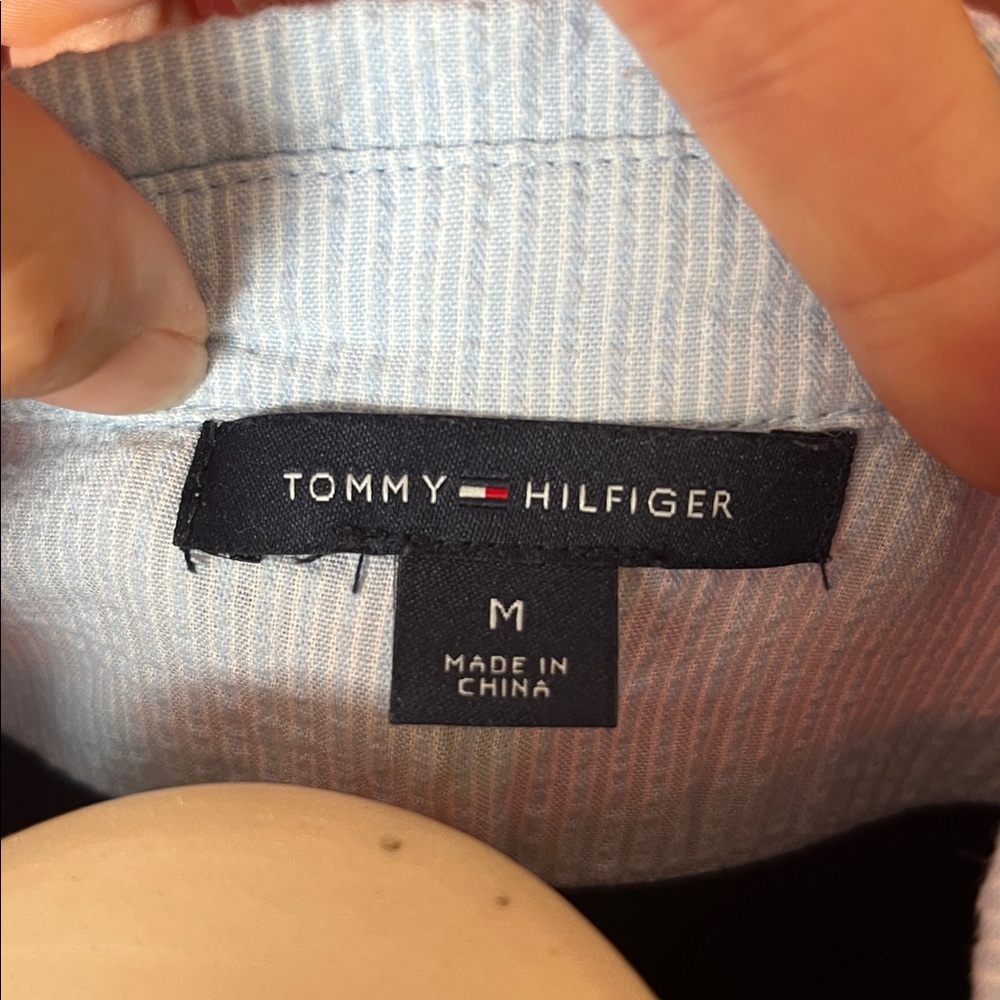 EUC Tommy Hilfiger Light Blue Striped collared Shirt - Picture 3 of 15